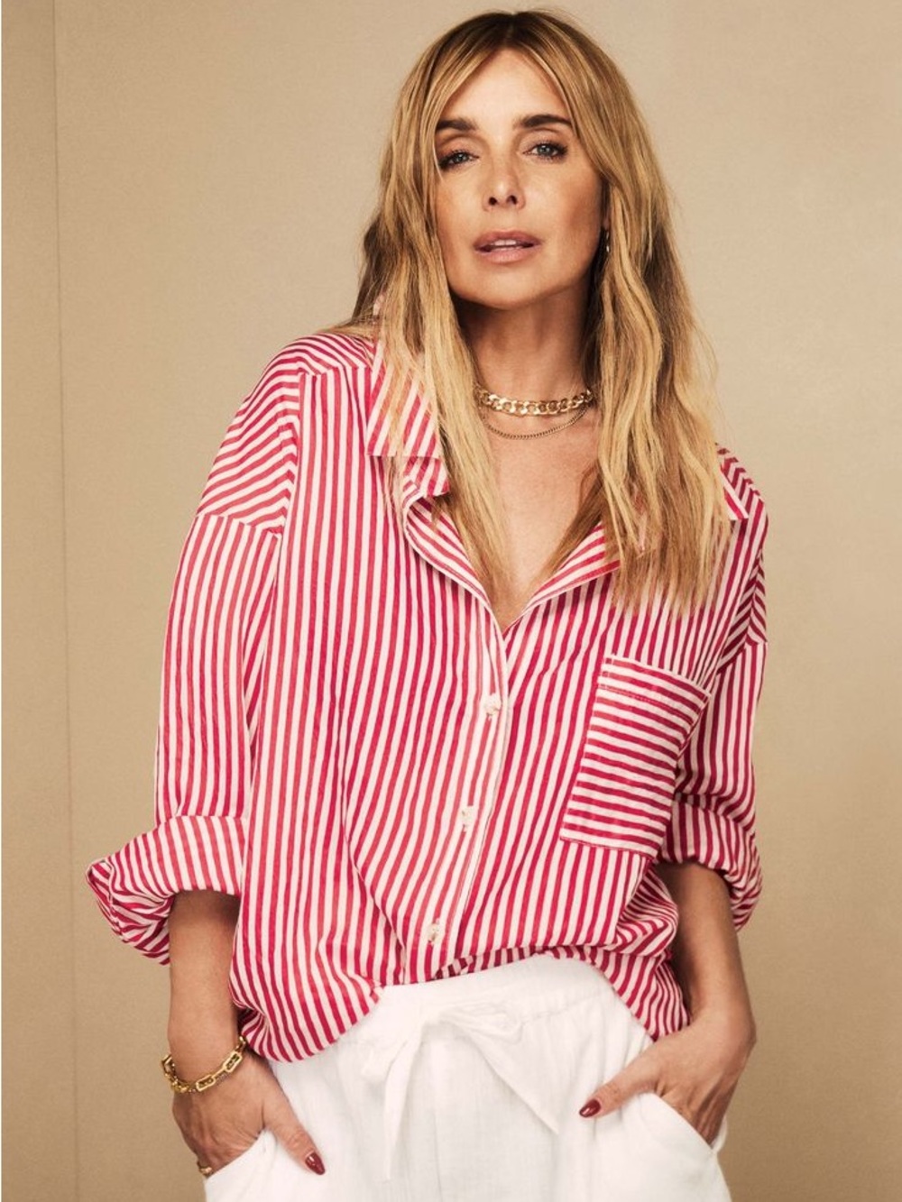 Velvet Heart Pink and White Striped Button-Down Shirt